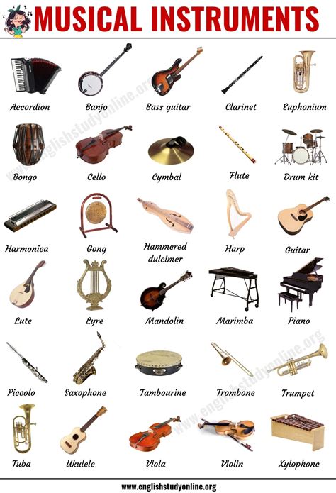 Toys. The wide world of musical instruments consists of five main types. The typical method of classification, the Hornbostel-Sachs system, divides these families of instruments into five modes of description, including woodwind instruments, string instruments, percussion instruments, keyboard instruments, and brass instruments. …